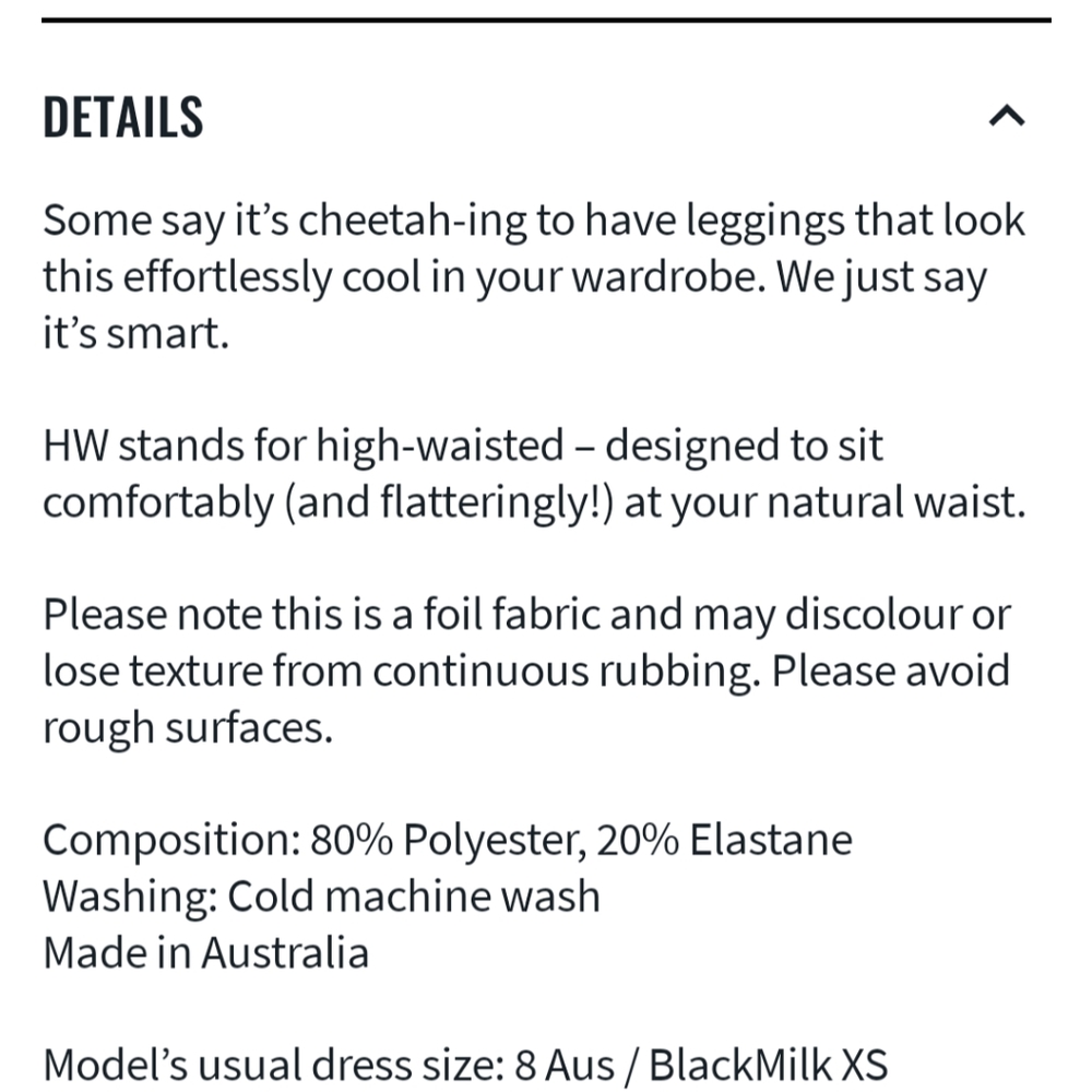 Blackmilk size Medium gold cheatah print high waisted leggings - Picture 3 of 4